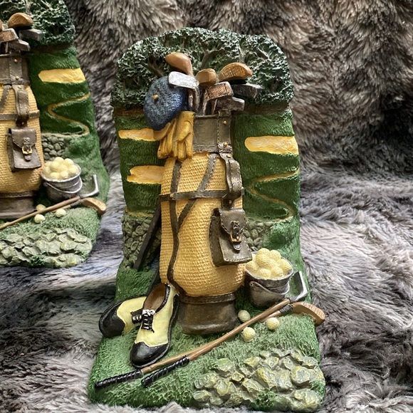 Graphics Golf Bag, Golf Clubs, Golf Shoes, Golf Course 90s Vintage Bookends - Picture 3 of 16